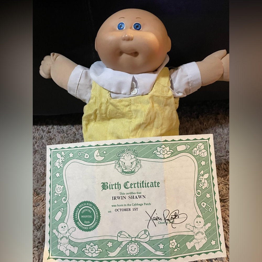 Premie Cabbage Patch Kids Doll with Yellow Outfit